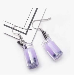 NWT Bubble Boba Tea Earrings (Purple)